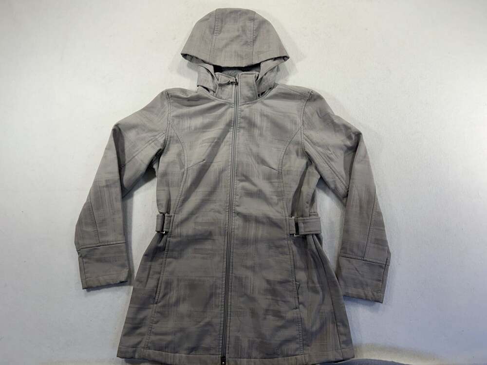 Free Country Women’s Medium Gray Softshell Jacket Faux Fur Lined Detachable Hood